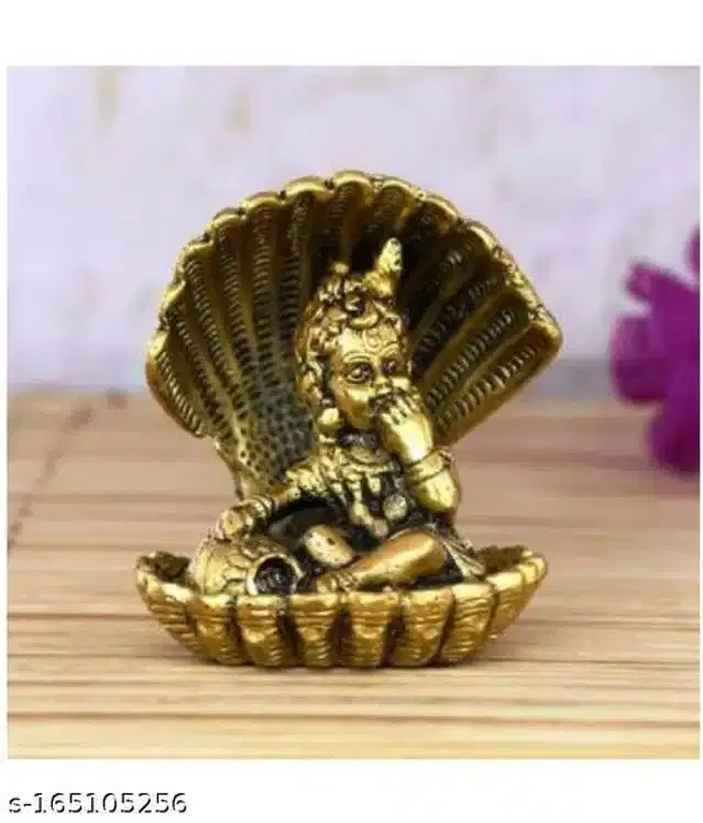 Bal Gopal Krishna In Seep with Makhan Matki Idols (Gold)