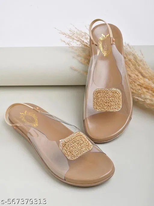Shoetopia Girls Flat Sandals Beige Size 7.0