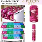 KANUSHI Industries® 1Pc Fridge Cover for Top with 6 Utility Pockets + 2 Handles Covers + 3 Fridge Mats 