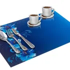 Grover Table Placemats for Kitchen/Dining Table Pack of 6 Blue Flower