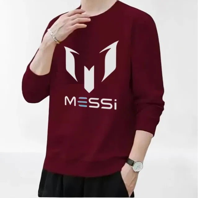 Cotton Blend Round Neck T-Shirt for Men (Maroon, L)