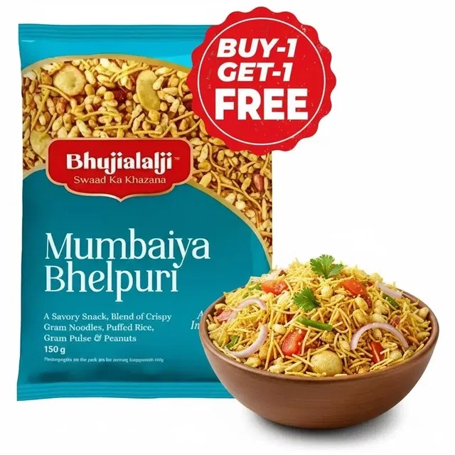 भुजियालालजी मुम्बइया भेलपुरी 2X150 g (1 के साथ 1 मुफ्त)