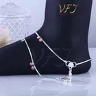 Brass Rhodium Plated Anklet Set 