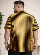 Cotton Blend Striper Shirt for Men, Yellow 