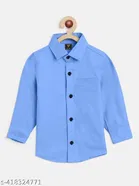 Solid Cotton Blend Spread Collar Shirt for Boys 