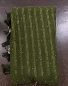 Georgette Solid Saree for Women, Green 