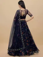 Net Embroidered Semi Stitched Lehenga for Girls 