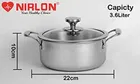 Nirlon Stainless Steel Casserole with Glass Lid 