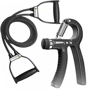 Ajro Deal Adjustable Hand Grip Strengthener With Resistance Band Combo
