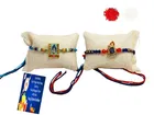 Metal 2 Pcs Rakhi with Greeting card, Roli 