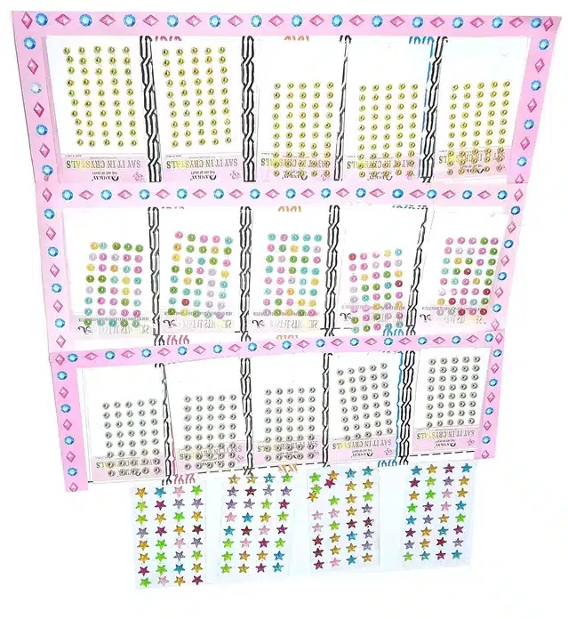 Jewels Crystal Gem Stickers Set (Multicolor, Set of 19)