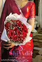 Kanjeevaram Silk Solid Saree For Women, Red
