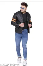 Synthetic Leather Full Sleeves Solid Jacket for Men 
