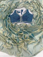 Chiffon Solid Saree for Women, Blue 