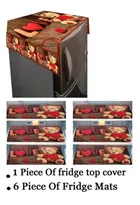 Knit Printed Fridge 6 Pcs Mat with 2 Pcs Handle & Top Cover 