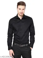 Cotton Blend Solid Shirts for Men, White & Black, Pack of 2 