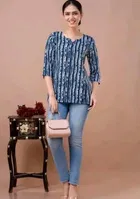 Rayon Striped Short Kurti for Women 