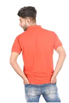 Poly Cotton Solid Polo Neck T-Shirt for Men, Red 