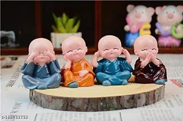 Baby Monk Buddha Showpieces (Multicolor)