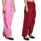 Cotton Solid Salwar for Women (Baby Pink & Maroon, Free Size) (Pack of 2)