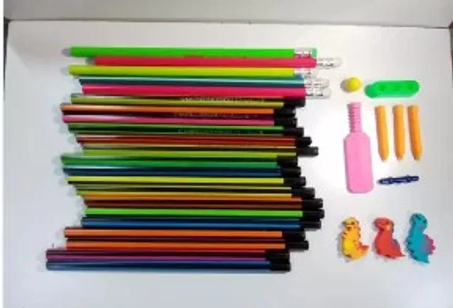 Posshe Writing Pencils (30 Pcs) with Cricket Theme Ersers Set & 3 Pcs Erasers (Multicolor, Set of 3)