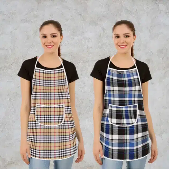 Cotton Kitchen Aprons (Multicolor, Pack of 2)