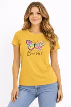Cotton Blend Printed T-shirt for Men, Mustard 