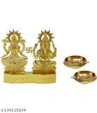 Metal Laxmi & Ganesh ji Idol with 2 Pcs Diya 