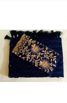 Georgette Solid Saree for Women, Navy Blue 