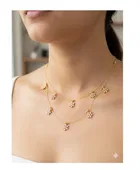 Brass Gold Plated 3 Layer Necklace for Women, Gold