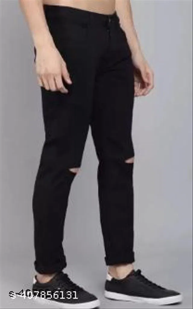 Denim Slim Fit Jeans for Men (Black, 28)