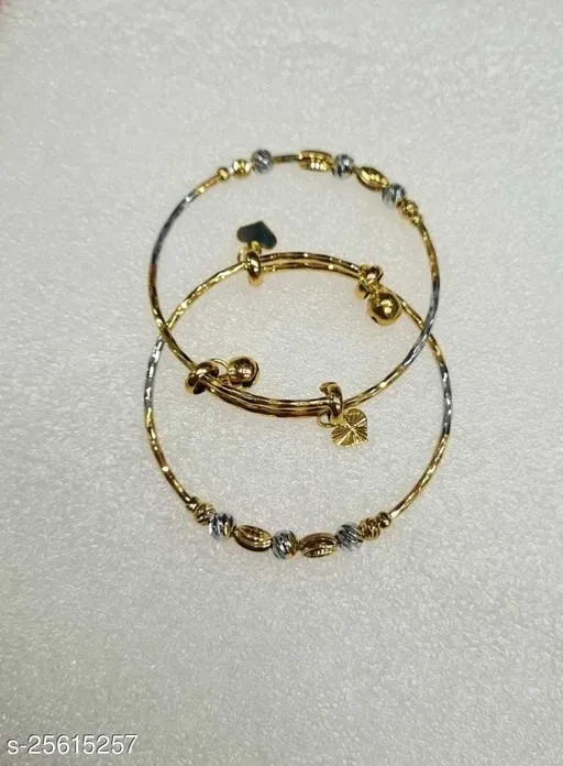 Bangles for Woman, Gold, Free Size for Women, Pack of 2