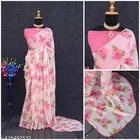 Georgette Printed Saree for Women, Pink 