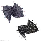 Chiffon Scarves for Women, Black, Pack of 2