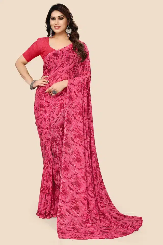 Georgette Printed Saree for Women (Pink, 6.3 m)