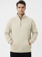 Fleece Solid Sweatshirt for Men, Off White 