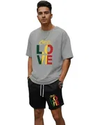 Polyester Printed Co-Ord Set for Men, Grey 