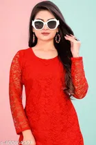 Net Kurti for Women,  Red  