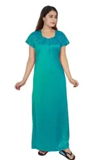 Trendy Satin Nightdress for Women, Aqua Blue 