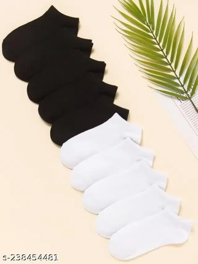 Cotton Socks for Men (Black & White, Set of 4)