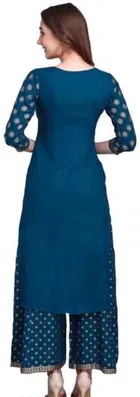 Rayon Printed Nayra Cut Women's Kurta with Pant Set 