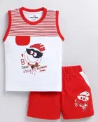 Cartoon Print Cotton Blend Clothing Set for Kids ,Red & White 