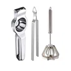 Oc9 Stainless Steel Lemon Squeezer & Roti Chimta & Hand Blender Mathani Kitchen Tool Set 