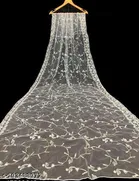 Botanical Embroidered Net Dupatta for Women 