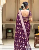 Banarasi Purple Art Silk Printed Saree for Women