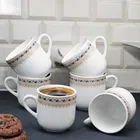 6 PCS CERAMIC TEA & COFFEE CUP SET -Belly with Blue Stripe