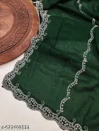 Organza Striped Saree For Women, Green