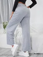 Cotton Blend Solid Trousers for Men, Grey 