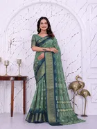 Dola Silk Printed Saree for Women, Teal 