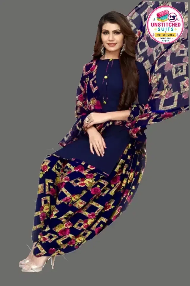 Unstitched Dress Material for Women & Girls (Blue)